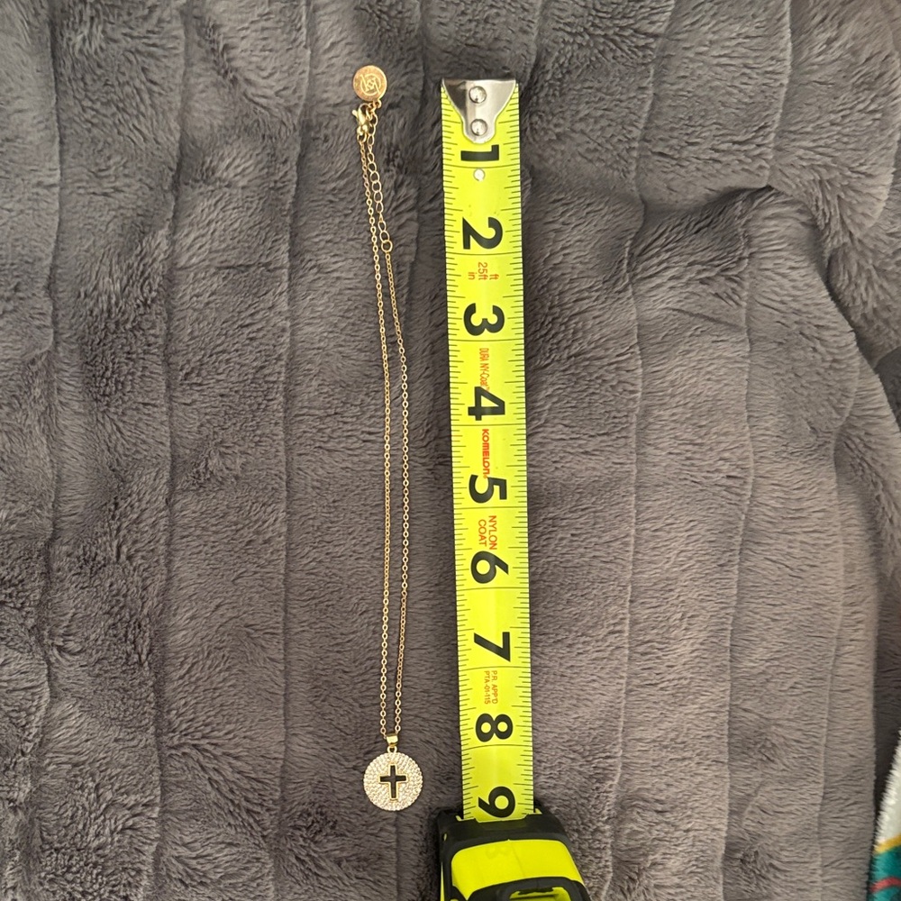 Gold Pendant Necklace with Cross. Only worn twice. 18 inches can be shorter